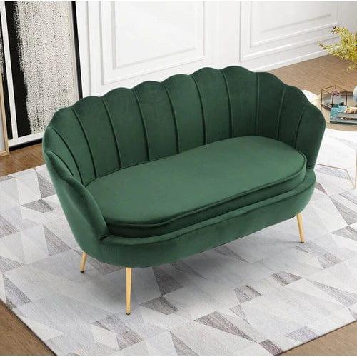 Natural Art & Craft Terciopelo Flared Arm Loveseat Modern Chaise Lounge ( Green )