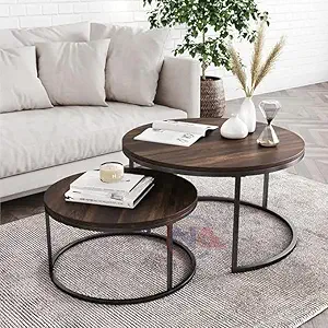 2 Round Side Centre Table Set of Wo