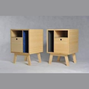 Wooden Handmade Simple Teak Wood Bedside Table (Set of 2)