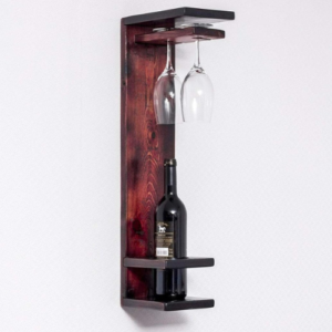 Stemware Glass Elegant Wooden Wall Mounted Wine Rack, Wall Hanging Mini Bar for Home