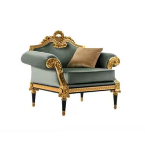 Europe Classic Wooden Hand-Carved Teak Wood Golden Finish Armrest Sofa