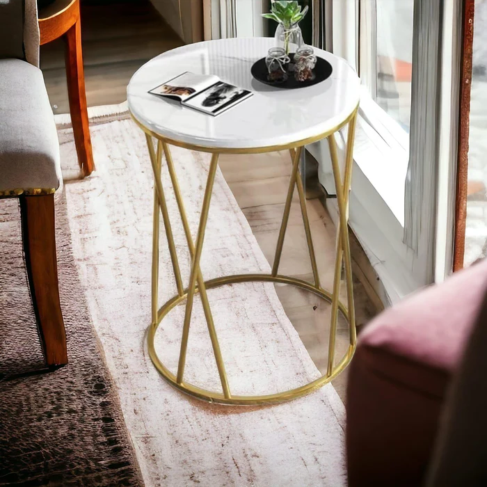 Round Wrought Iron End Table Stylis