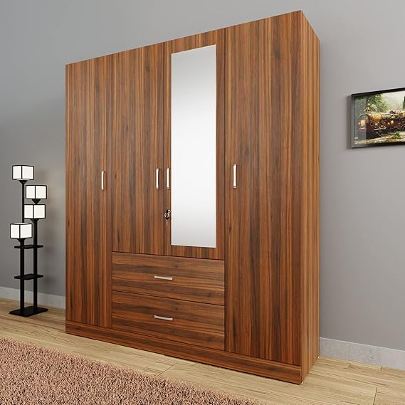 4 Door With Drawer Wardrobe Mirror 
