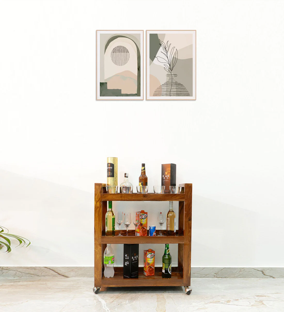 Barco Handmade Teak Wood 3-Tier Bar