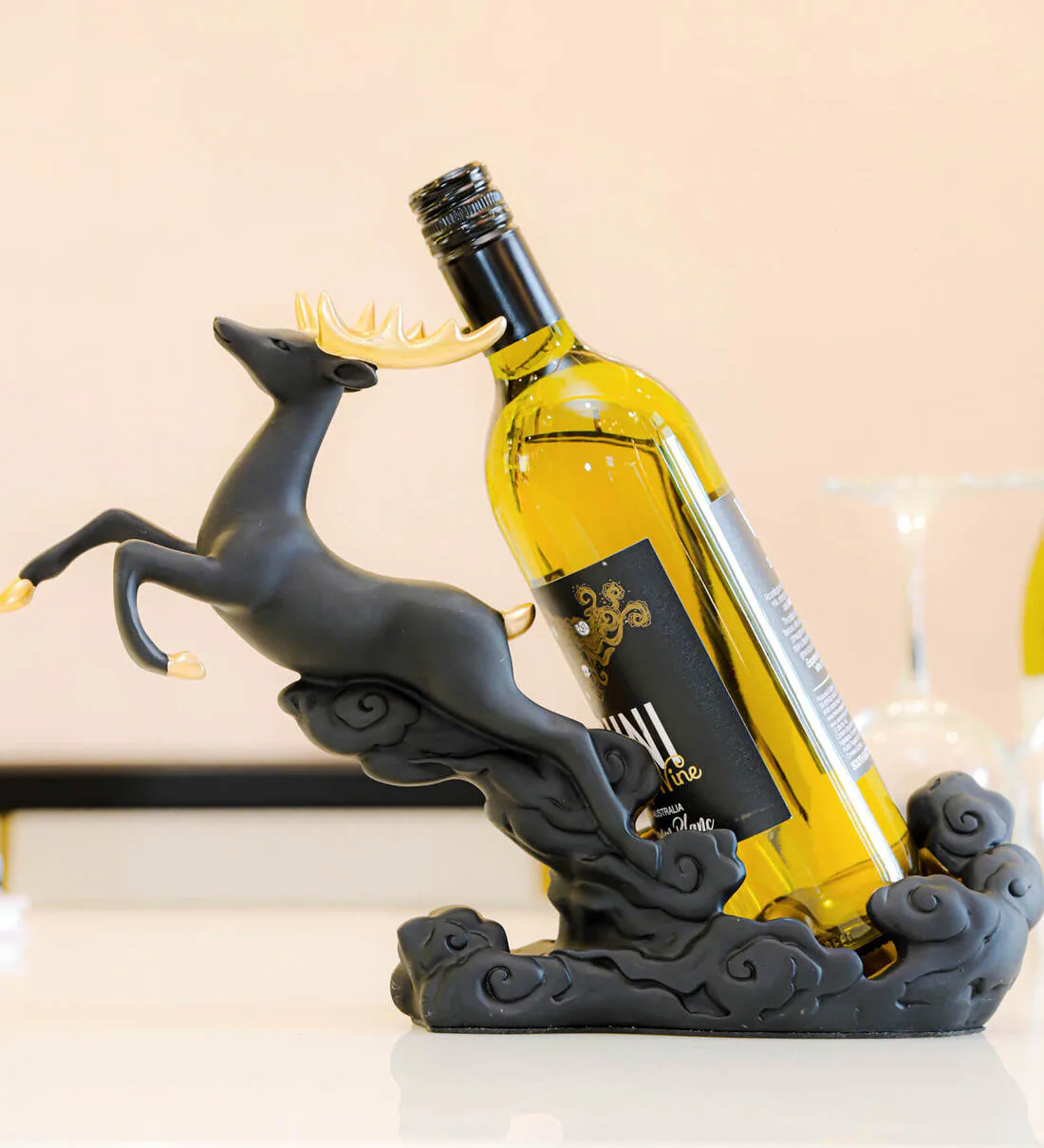 Black Polyresin Stotting Deer Wine 
