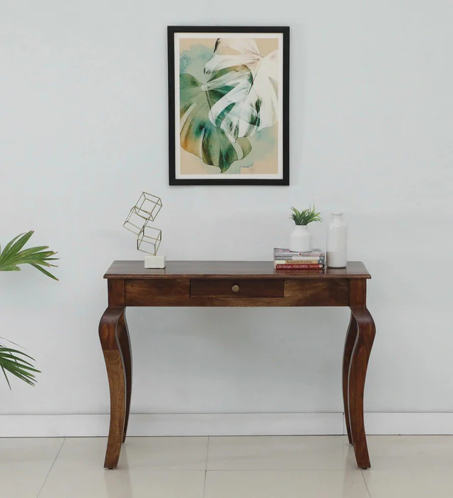 Vintage Teak Wood Console Table Wit