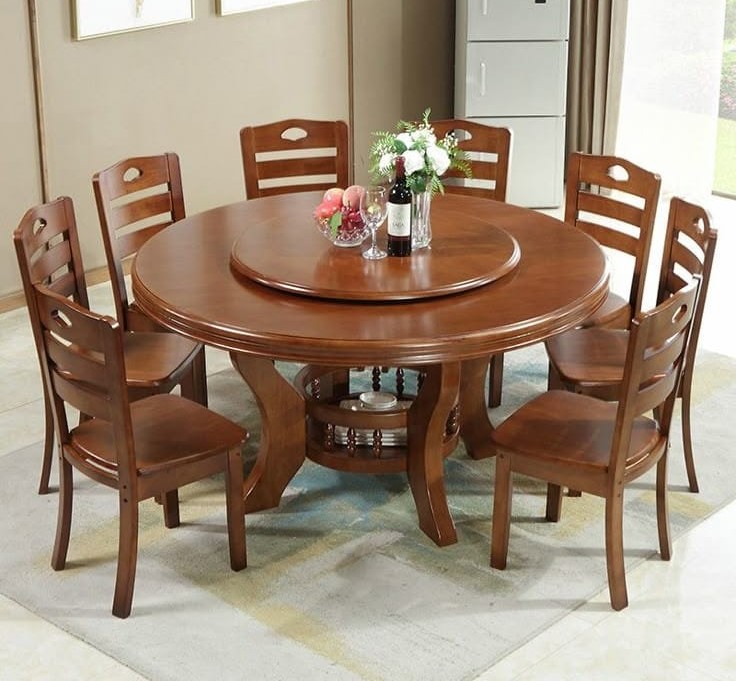 8 Seat Rotating Round Top Dining Ta